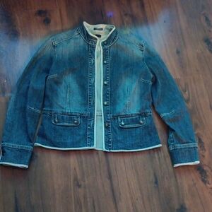 GAP Classic Blue Denim Jacket with White Accents